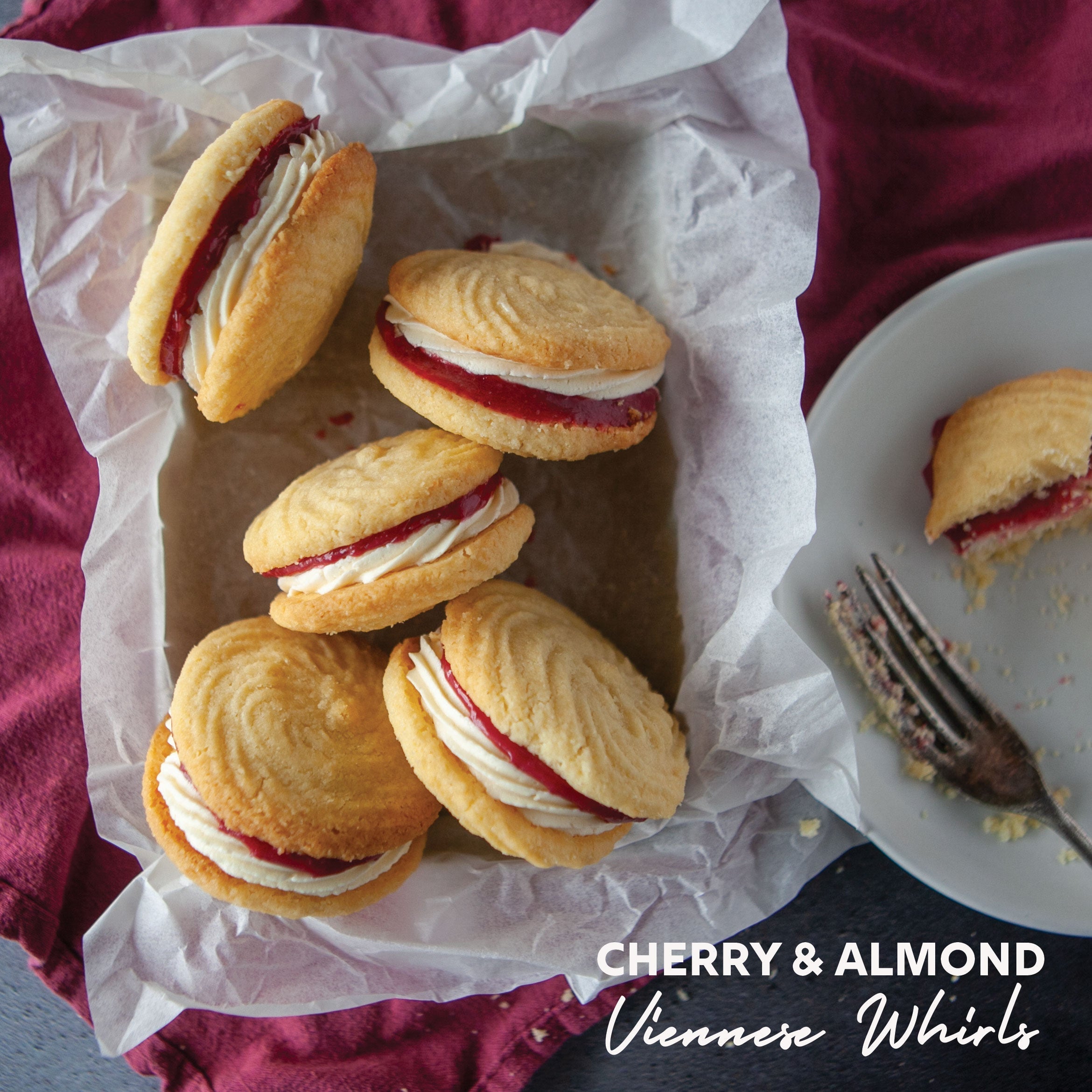 Cherry & Almond Viennese Whirls