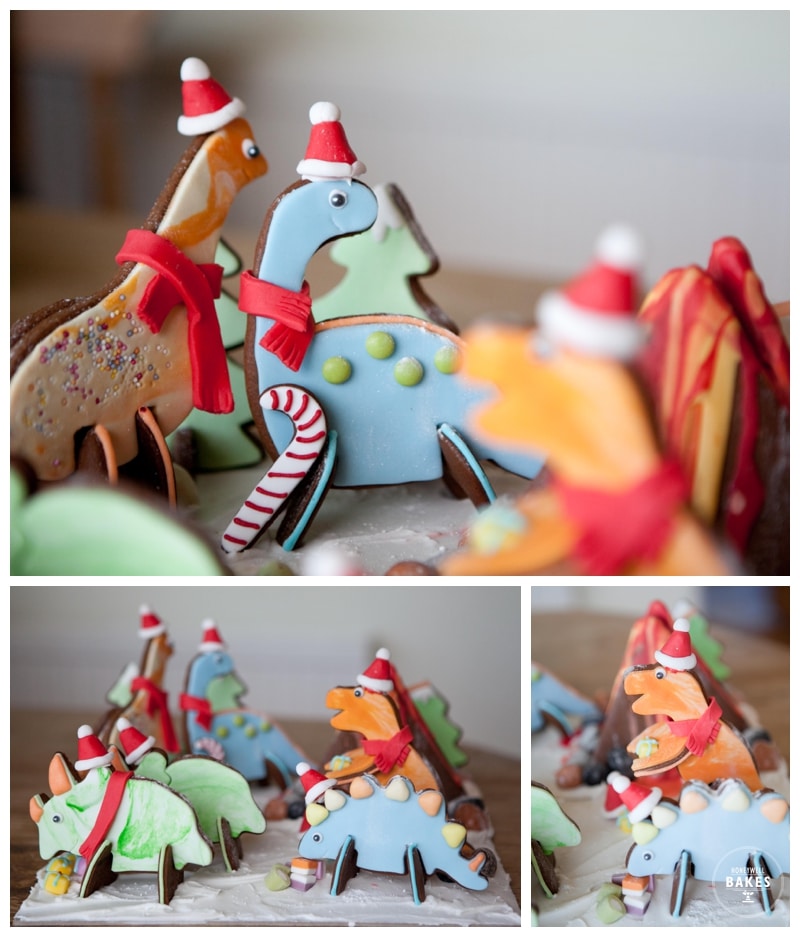 Gingerbread Dinosaur Christmas Scene