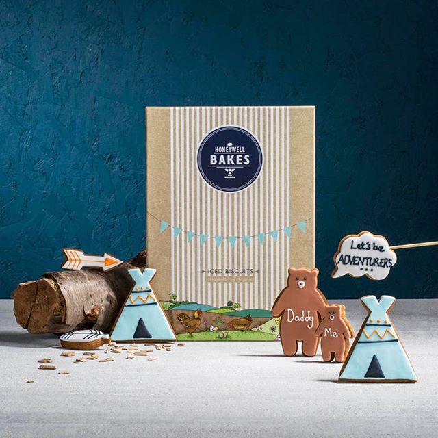 fathers day biscuit gifts, fathers day gifts, personalised father's day gifts, bear biscuits, teepee biscuits, boho biscuits