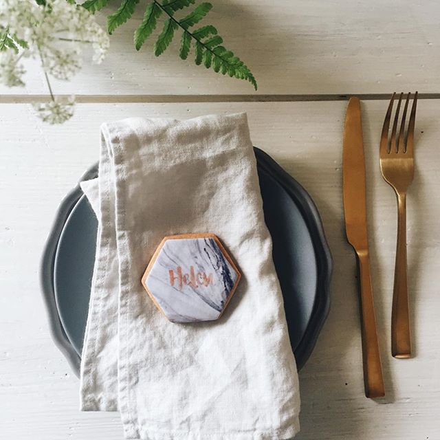 brush lettered edible wedding favour, copper brush lettered biscuits, copper wedding cookies, marble wedding cookies