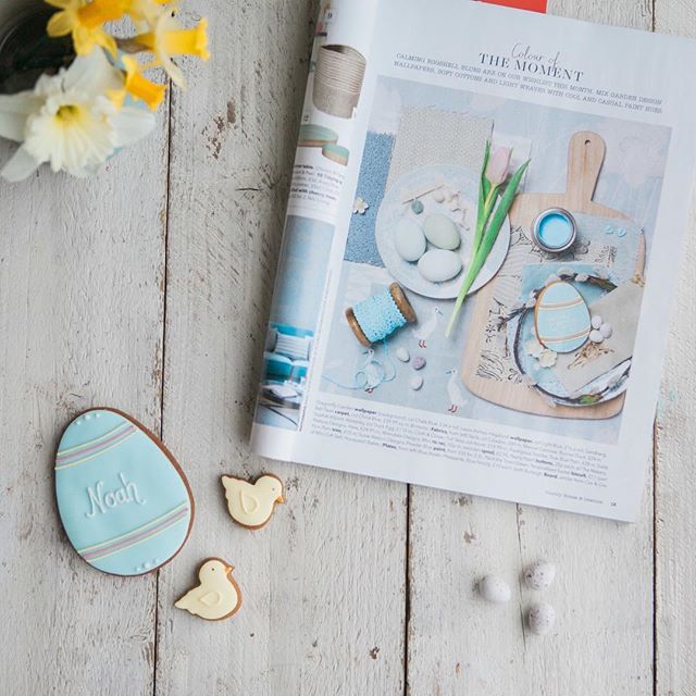 D u c k E g g Gorgeous flatlay in @countryhomesmag including one of our duck egg blue Easter biscuits. I can never quite decide on a favourite colour but I think this may be it. 🦆
