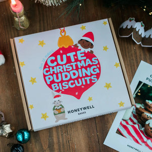 Cute Christmas Pudding Biscuit Baking kit - learn to bake festive biscuits at home