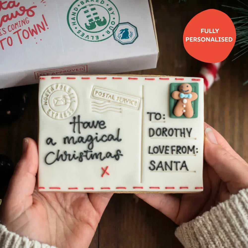 Personalised Christmas postcard biscuit