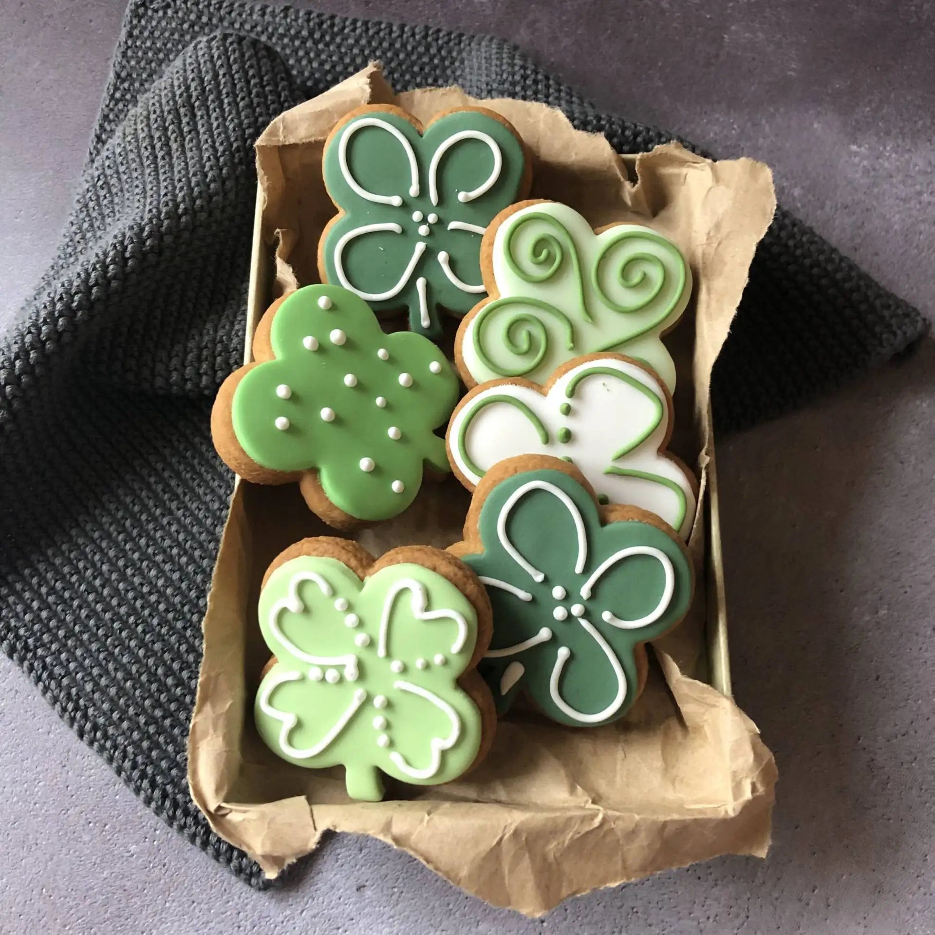 Custom four leaf clover biscuits in different designs 