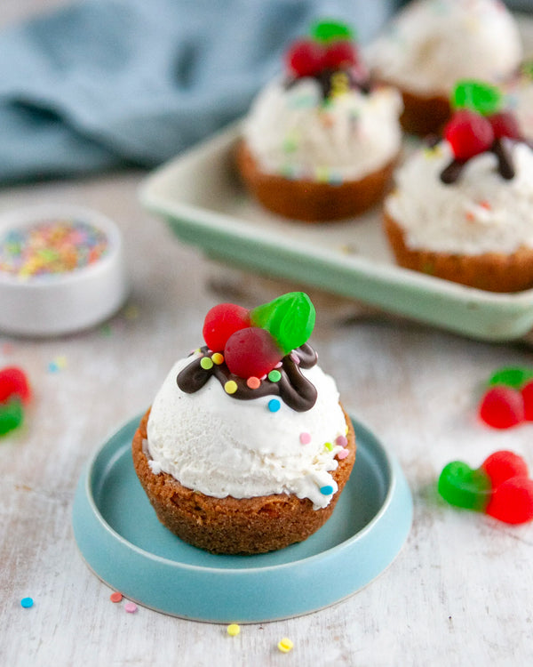 Honeywell Bakes Young Bakers Subscription, Ice cream cookie cups with chocolate, sprinkles and a sweetie cherry