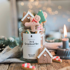 Jar of hand iced Gingerbread Men Biscuits