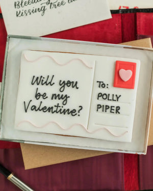 Honeywell Bakes Love Postcard Biscuit - Edible postcard biscuit with personalised hand iced message