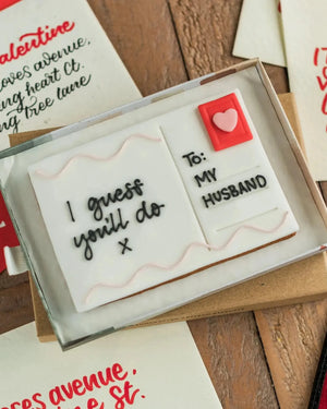 Honeywell Bakes Love Postcard Biscuit - Edible postcard biscuit with personalised hand iced message