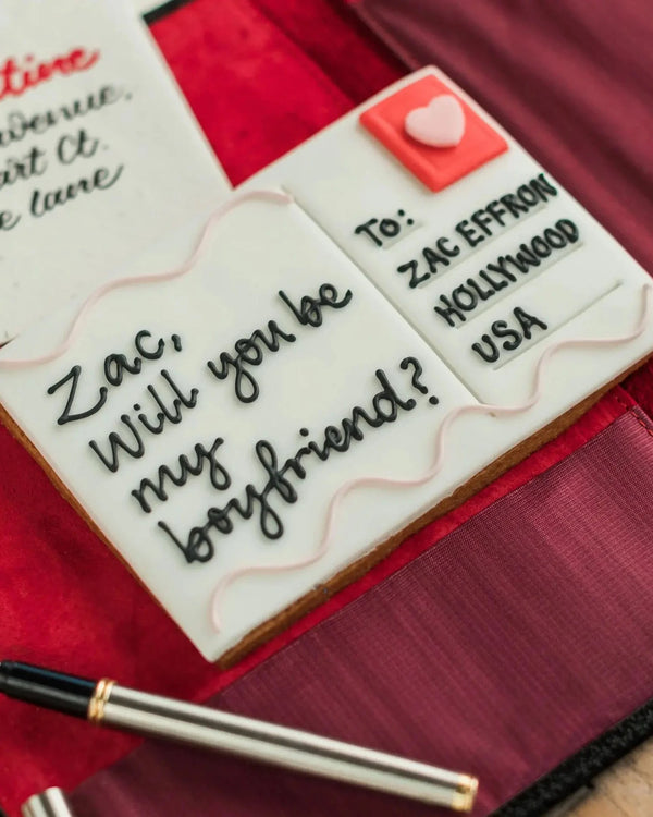 Honeywell Bakes Love Postcard Biscuit - Edible postcard biscuit with personalised hand iced message