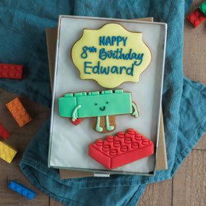 Honeywell Bakes - Love You To Pieces Biscuit Gift - Brightly coloured hand iced building block biscuits with a personalised message