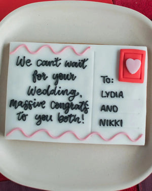 Honeywell Bakes Love Postcard Biscuit - Edible postcard biscuit with personalised hand iced message