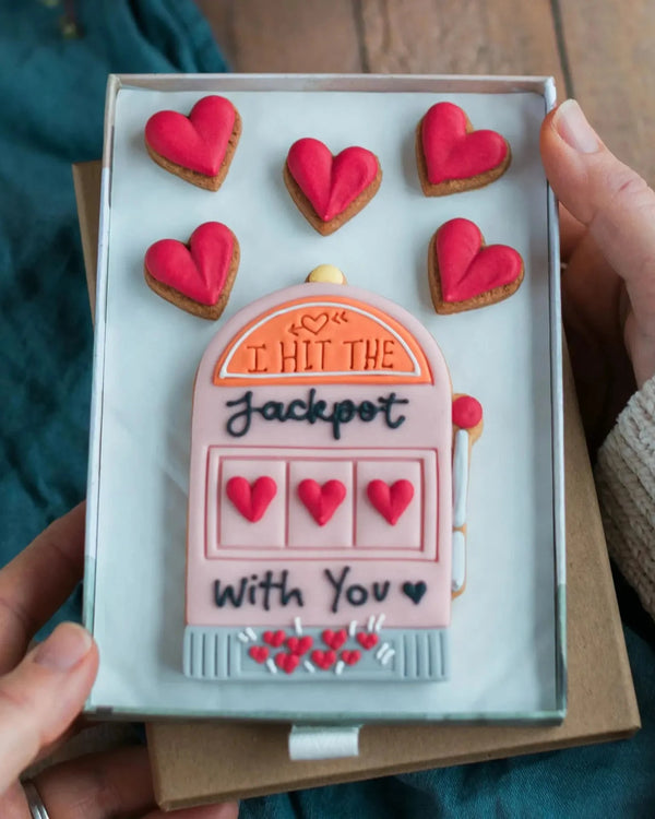 Honeywell Bakes Medium I Hit The Jackpot With You Biscuit Gift- I hit the jackpot with you Valentine hand iced biscuits