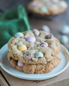 Honeywell Bakes Mini Egg Cookie Baking Kit - two large cookies on a plate