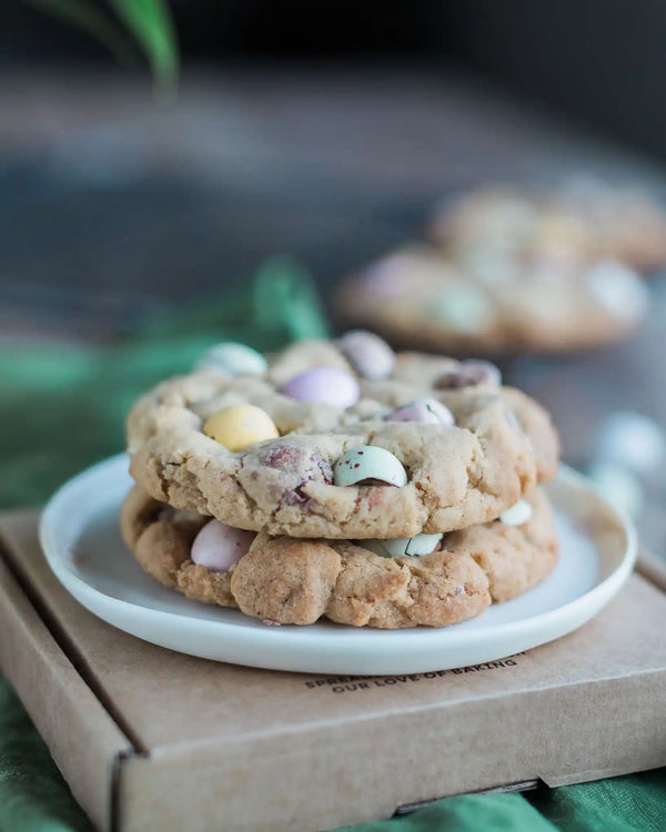 Honeywell Bakes Mini Egg Cookie Baking Kit - two large cookies on a plate