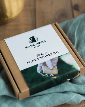 Honeywell Bakes Mini S'mores Kit packaging on a wooden surface