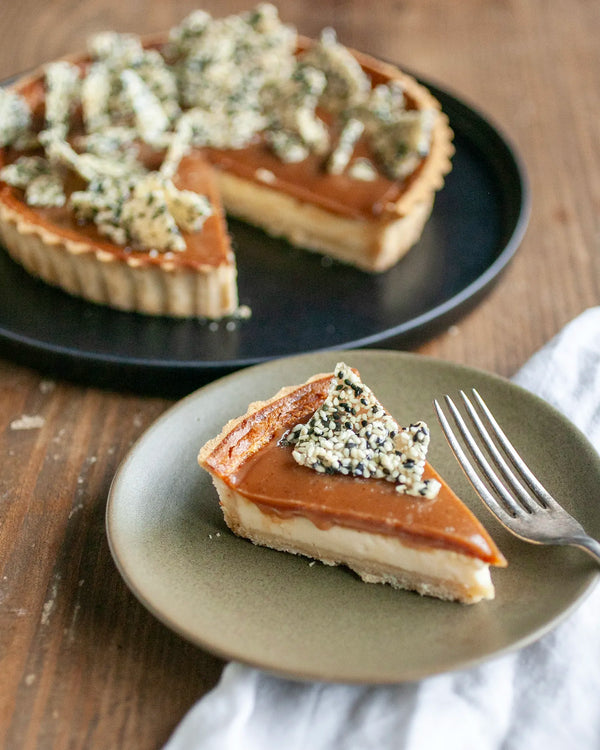 Honeywell Bakes Bakers Club Subscription, home baked miso and caramel tart with custard 