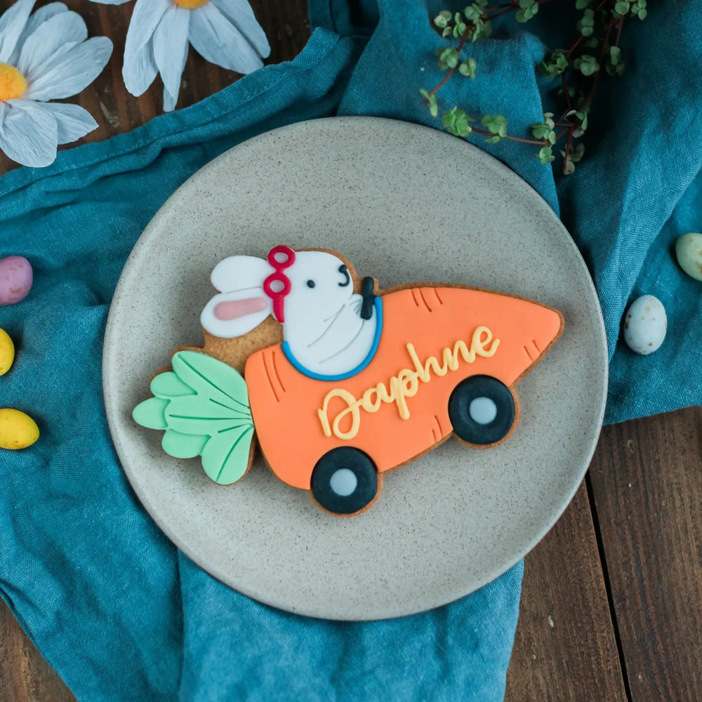 Personalised Bunny in a Car-rot Biscuit