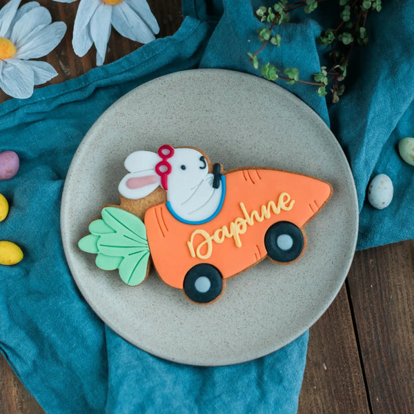 Personalised Bunny in a Car-rot Biscuit