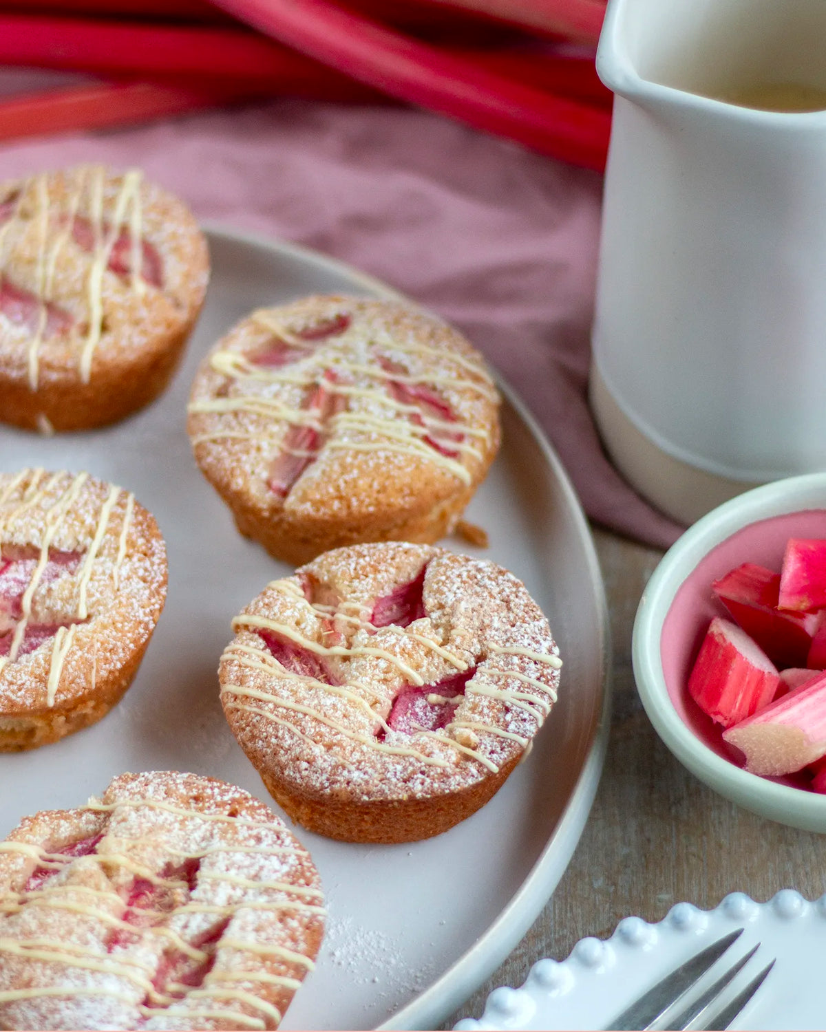 Honeywell Bakes Bakers Club Subscription, rhubarb and white chocolate friands