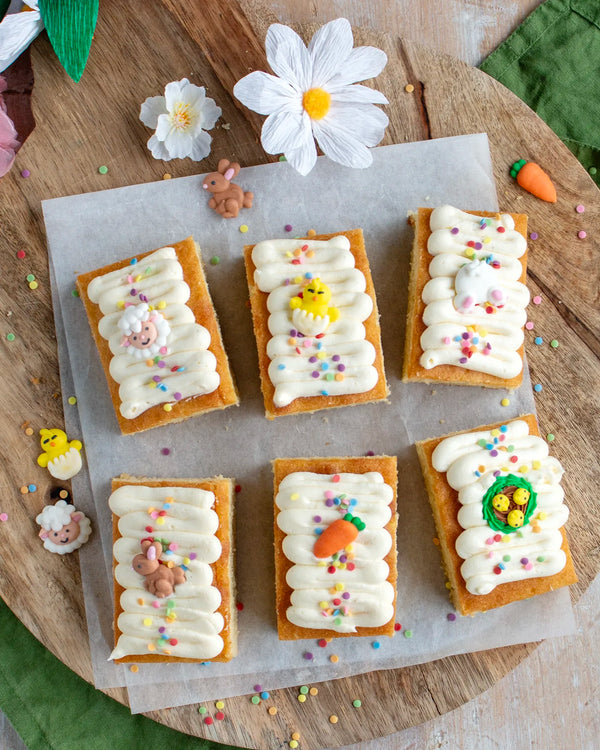 Honeywell Bakes Young Bakers Subscription, a traybake with Easter-themed decorations and sprinkles