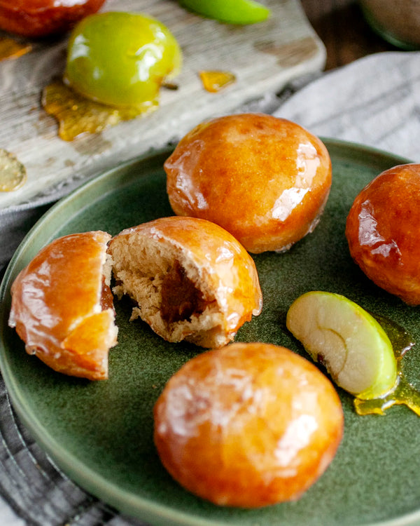 Honeywell Bakes Bread Bakers Subscription, toffee apple donuts with a crunchy caramel topping and apple filling
