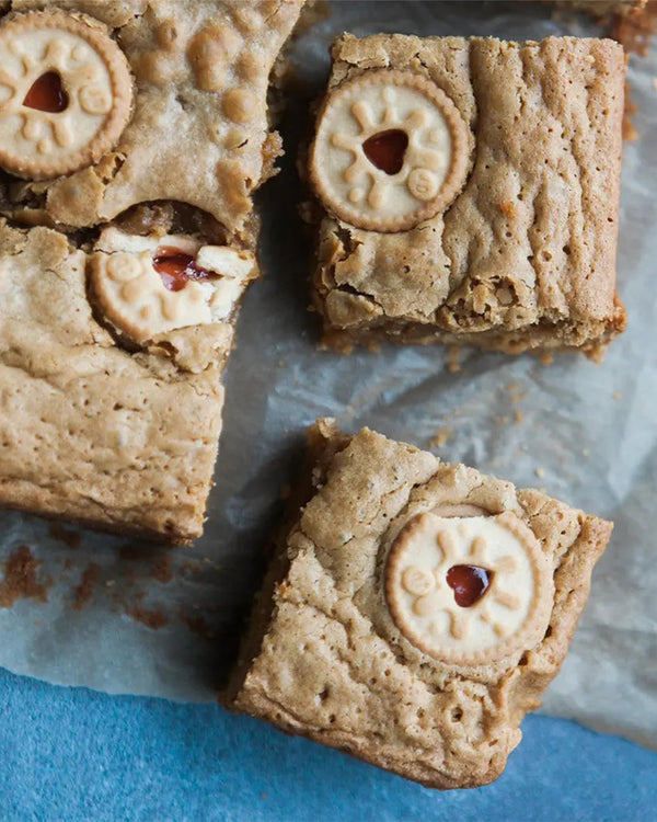 Honeywell Bakes Young Bakers Subscription, blondies with jammy dodger decorations 
