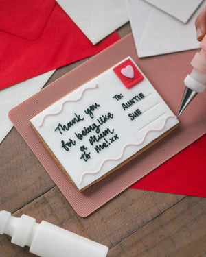 Honeywell Bakes Love Postcard Biscuit - Edible postcard biscuit with personalised hand iced message