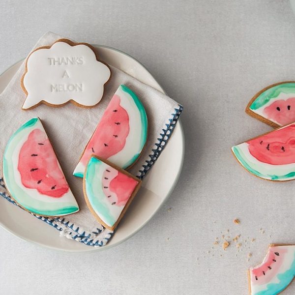 Painted watermelon thank you biscuit gift set
